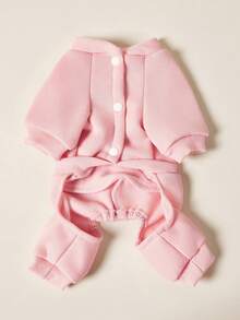 PETSIN 1pc Pet Cat Dog Universal Round Neck Pullover, Apricot Pink Gray Hoodie, Elastic And Comfortable Four Legged Clothes, Fashionable Printed Basic Style, Can Pull Dog Jumpsuit - Multicolor - View 13