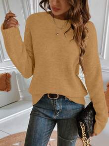 EMERY ROSE Premium aufgewerteter dicker Damen Crew Neck Pullover in Grau