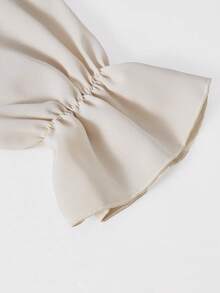 少女纯色拼接长袖系带休闲连衣裙，适合假日、夏季和旅行 - 彩色 - 查看 8