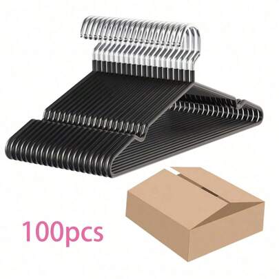 100 piezas 60 piezas 30 piezas 20 piezas 10 piezas 1 pieza Perchas de metal recubiertas de goma antideslizantes de alta resistencia y ahorro de espacio con gancho plateado para camisa, vestido, organizador de armario