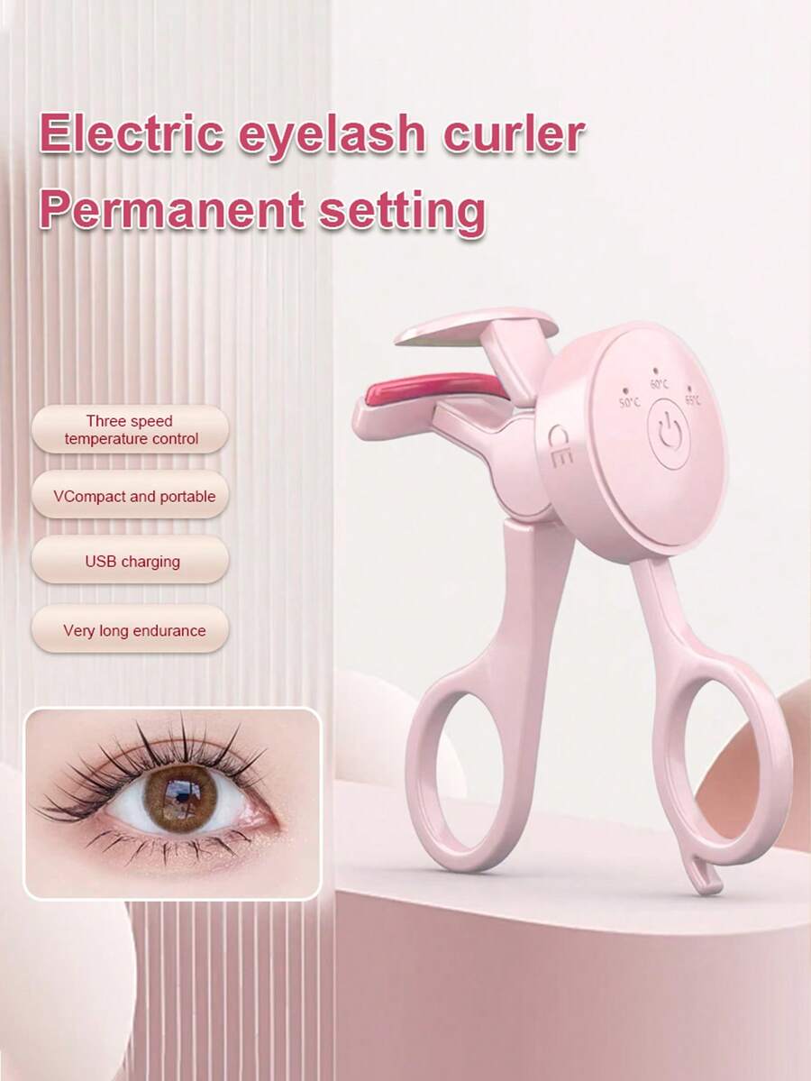 JMMO 1 ملقط تجعيد رموش كهربائي بدون حواف قابل للكي والتدوير والتجعيد، محمول وقابل للشحن، لتقديمه لأصدقائك أو شركائك. متوفر بألوان متعددة. سعة بطارية 3.7 فولت: 150 مللي أمبير