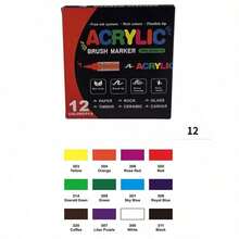 72/60/36/24/12色直涂液体丙烯马克笔，学生艺术专业绘画彩色软头马克笔，纸张紧密可堆叠，DIY涂鸦涂色书着色笔，可用于绘制玻璃、石头等，防水人体彩绘笔 - 彩色 - 查看 9