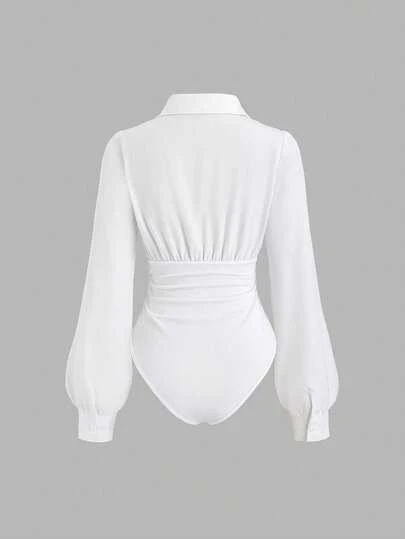 Sweetra Body de mujer retro y sexy, ajustado y estilizador, elegante y de alta gama, cómodo y versátil, body blanco de moda