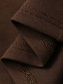 DAZY Women's Drop Shoulder Long Sleeve Button Front Casual Jacket And Loose Fit Pants 2 Pieces Set Lounge Sets For Women - Brown - View 7