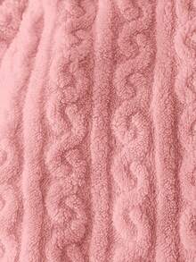 SHEIN Frenchy Jaqueta feminina plus size casual, simples e felpuda, de manga comprida, ideal para o inverno. - Rosa - Ver 12