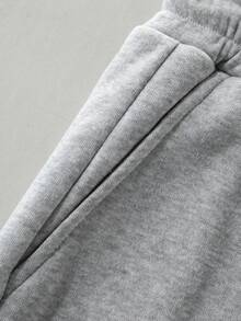 Manfinity EMRG 1pc Men's Sweatpants With GOOD LUCK Print,Loose Fit Elastic Waistband Joggers,Dark Grey,Summer,Streat Wear,Gym Casual Couple Matching Pants For Men - Light Grey - View 5