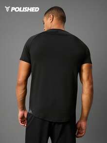 Acti Log Áo thun thể thao nam tay ngắn cổ tròn màu trơn kiểu dáng tối giản - Áo ba lỗ - màu đen - Xem 2