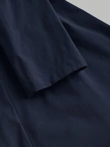 SHEIN MOD 海军蓝收腰长袖女式风衣，女式风衣，秋季女装 - 藏蓝色 - 查看 5
