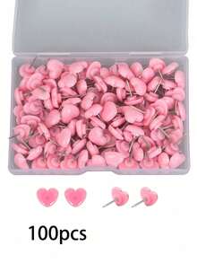 50 个心形图钉，适合学校办公室使用，可爱的装饰图钉，用于软木公告板图片悬挂 - 彩色 - 查看 16
