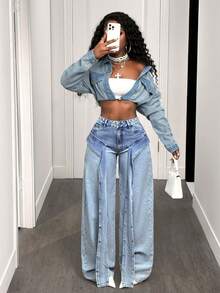 BamGleam Women's Casual Vintage Style Denim Jeans - Blue - View 7