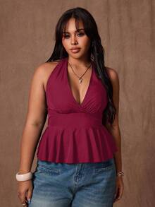 Rustia Áo ba lỗ thường ngày cỡ lớn dành cho nữ, phù hợp để mặc đi làm và mặc hàng ngày - Đỏ - Xem 7