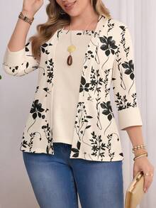 EMERY ROSE Áo thun in hoa cổ điển màu mơ cỡ lớn - Nhiều màu - Xem 1