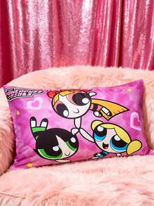 THE POWERPUFF GIRLS X SHEIN 两件装小女警爱心印花抛光枕套，一对，舒适柔软，抛光面料，保暖透气，多种尺寸可选，适合不同枕头（不含枕芯），图案包括泡泡、花朵和毛茛。 - 粉色 - 查看 2