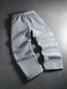 PAVTROS Men's Street Style Patchwork Structured Sweatpants Men Grey Flared Sweatpants Flare Sweatpants Flare Pants Pro Club Sweatpants Men Grey Wide Leg Sweatpants Men Fleece Pants,Baggy,Graphic,Friends,Alternative,Friends,Streetwear,For Men,Jogging, For Winter - Grey - View 2