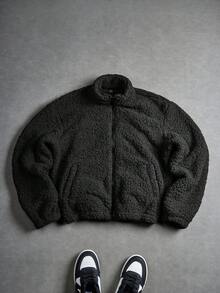 PAVTROS 男士休闲纯色长袖外套，秋冬季百搭单品 - 黑色 - 查看 4