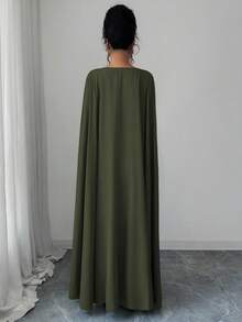 Elenzga 女士优雅长款绿色军装连衣裙，新年礼服，感恩节服装，优雅派对礼服，长款派对礼服，婚礼宾客礼服，时尚婚礼晚礼服，闪亮连衣裙 - 軍綠色 - 查看 2