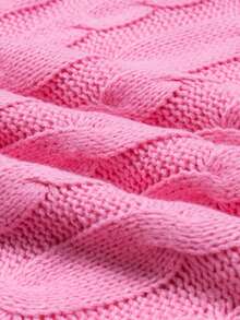 INAWLY Sudadera con capucha casual de cuello de embudo de punto trenzado vintage para mujer, rosa - Rosa Fucsia - Ver 4