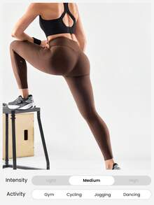 GLOWMODE Legging de sport CoreHold FeatherFit™-Sculpt 24'' à baleines, maintien du ventre, sans couture avant, coupe ajustée antidérapante, avec poches latérales, pour entraînement et salle de sport, printemps - Cannelleinspiration - Voir 9