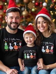 Manfinity NXTstreet Men's Casual Cute Christmas Cartoon Duck & Letter Print Dropped Shoulder Loose Black T-Shirt Couple Tshirt Men And Women Matching Outfits Couples Matching Shirt Couples Stardew Valley Husband And Wife Matching Outfits Treaty Oak Revival Funny Couples T Shirt - Black - View 4