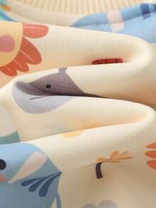 Cozy Pixies 男婴卡通恐龙图案针织柔软圆领长袖套头卫衣，加厚保暖，适合冬季穿着