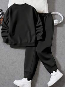 Manfinity Homme Men's Letter Print Sweatshirt And Sweatpants Set