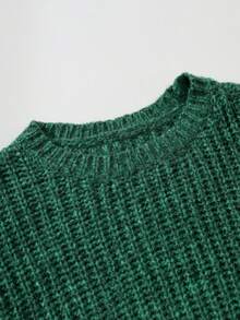 Manfinity Hypemode Men's Solid Color Minimalist Crew Neck Long Sleeve Sweater, Casual Everyday Wear - Green - View 5