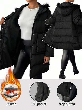 Hourglow Sweat-shirt à capuche manches longues minimaliste de couleur unie grande taille, vêtements d'automne et d'hiver décontractés pour femmes