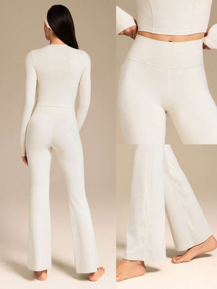 31" Feel The Flare Soft Ribbed High-Rise Waist Flare Leggings Yoga Pilates Studio Daily Casual Wear