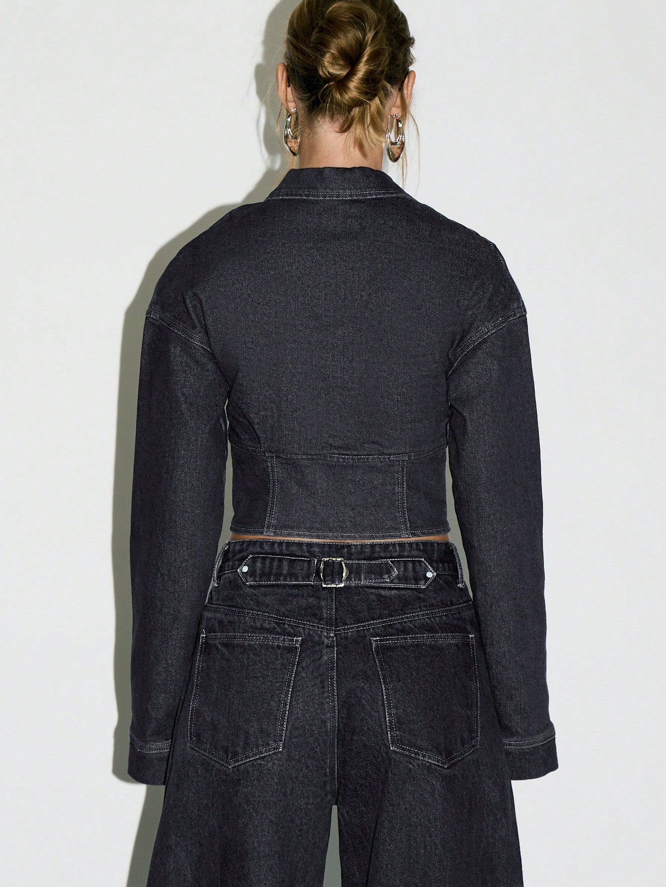 KIZN Zip Front Fitted Denim Jacket