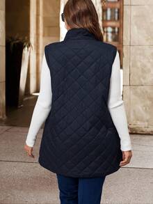 SHEIN Clasi Abrigo acolchado sin mangas casual y cálido de talla grande, para invierno - Azul - Ver 2