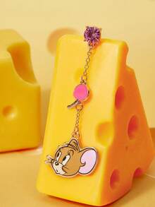 TOM & JERRY X SHEIN 1 对时尚女士卡通元素休闲耳环 - 金色 - 查看 3