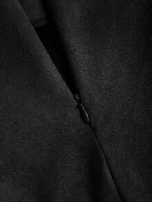 Sweetra Petite 秋冬季缤纷色彩麂皮褶裥A字迷你裙，娇小女款 - 黑色 - 查看 5