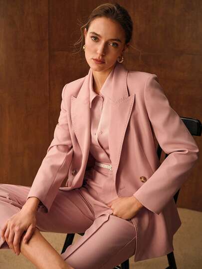 MOTF PREMIUM WOMEN'S MINIMALIST DOUBLE-BREASTED BLAZER