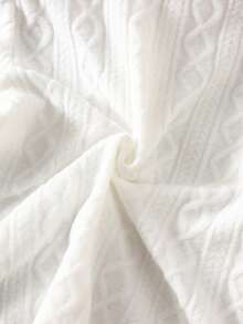 SHEIN Vintaside Kids 1件嬰兒男女通用 0-3歲 白色長袖 Polo 襯衫，休閒秋季返校穿著，鈕扣領襯衫，適合職業日穿搭 - 白色 - 查看 3