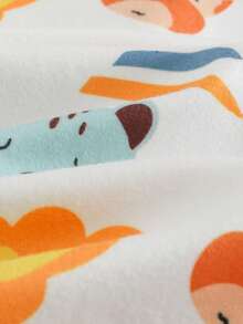 Cozy Pixies 2件套男婴卡通动物印花撞色领长袖开衫和松紧腰裤套装 - 紅色 - 查看 7