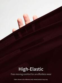 SHEIN EZwear 女士纯色高腰休闲半身裙，带口袋和内衬短裤 - 酒紅色 - 查看 8