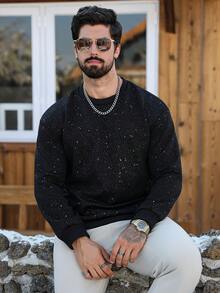 Manfinity CasualCool 男士纯色圆领卫衣 - 黑色 - 查看 4