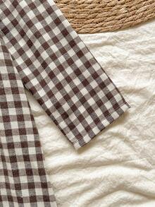 Vintaside Kids 女童格子保暖连衣裙，乡村风格，适合春、秋、冬过渡季节，时尚、优雅、可爱 - 棕色 - 查看 6