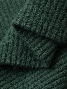 DAZY 女士纯色圆领长袖针织开衫 - 綠色 - 查看 6