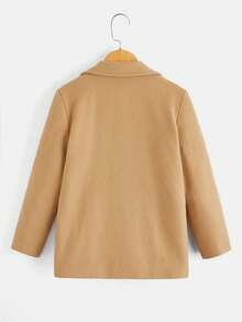SHEIN Boys' Solid Color Casual Long Sleeve Jacket - Brown - View 3