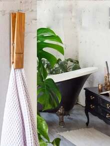 1pc Oversized Wooden Towel Rack With Hooks - Modern Farmhouse Bathroom & Laundry Room Wall Decoration - Multicolor - View 7