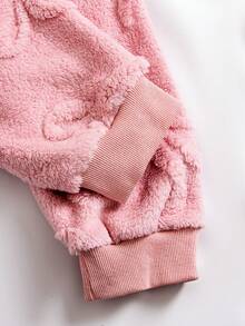 两件套少女加厚粉色蝴蝶结提花长裤长袖休闲家居服套装，面料舒适，适合秋冬季穿着。 - 粉色 - 查看 8