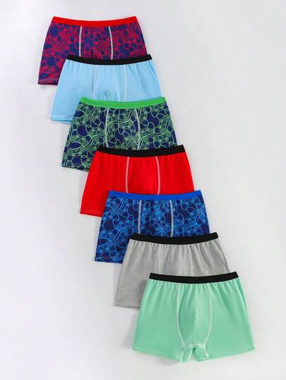 Tween Boys Trunks-Underwear Boxer Briefs Elastic Waist Multicolor Print Quick Dry Breathable Four Season 2026 New Year Essential Versatile And Comfortable Warm And Cute Style