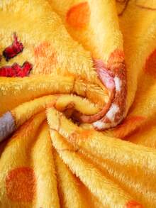 TOM & JERRY X SHEIN 大码女式休闲可爱卡通奶酪印花落肩宽松保暖抓绒连帽睡衣，秋冬款 - 黃色 - 查看 3