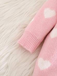SHEIN 新生女婴可爱心形图案长袖毛衣连体衣，秋冬婴儿针织连体衣新生儿毛衣连体衣女婴针织服装新生女婴连体衣 - 彩色 - 查看 7