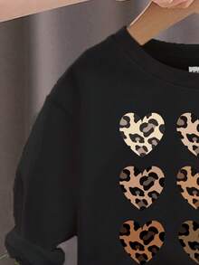 SHEIN Baby Girl Knitted Soft Round Neck Pullover Loose Thick Sweatshirt, Suitable For Autumn/Winter - Black - View 3