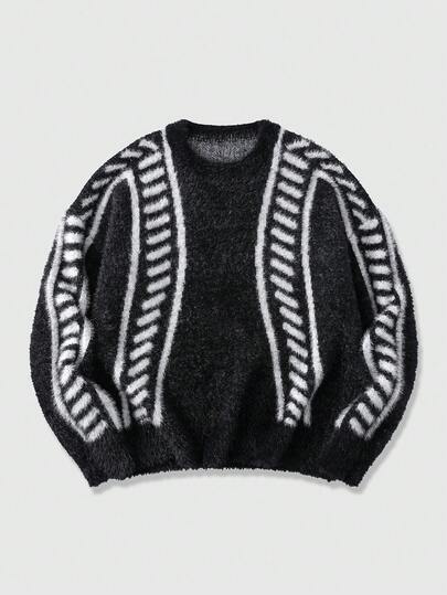 Men's Casual Colorblock Striped Sweater, Autumn/Winter