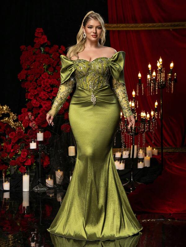 Glamrae Plus Size Formal Evening Gown (Heavily Embellished)