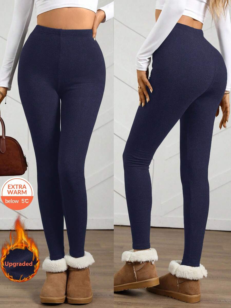 Easowa Quần legging lót nhiệt màu xám dành cho nữ, Thu/Đông - Màu xanh hải quân - Xem 1