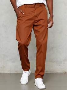 Manfinity NXTstreet Quần dài trơn màu đa năng thường ngày dành cho nam - màu nâu - Xem 2